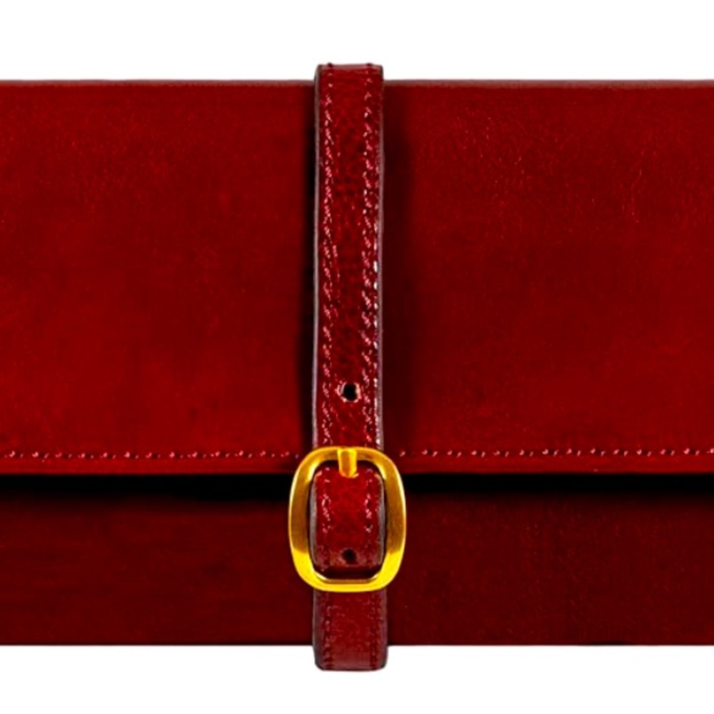 Brand new , real leather, made in Italy deep wine color jewelry travel case